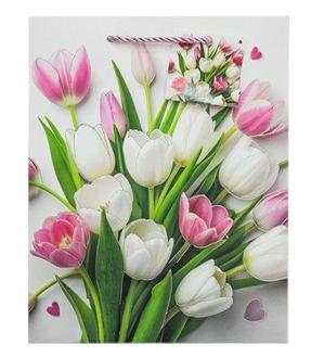 SACOLA PRESENTE LUXO FLORES 42X31X12CM